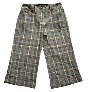 Vintage Womens Plaid Wide Leg Cropped Pants Size 10 Retro 70s Culottes Preppy